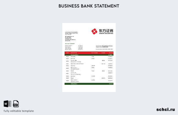 цифровая загрузка выписки по счету предприятия Orient Securities в формате Word 